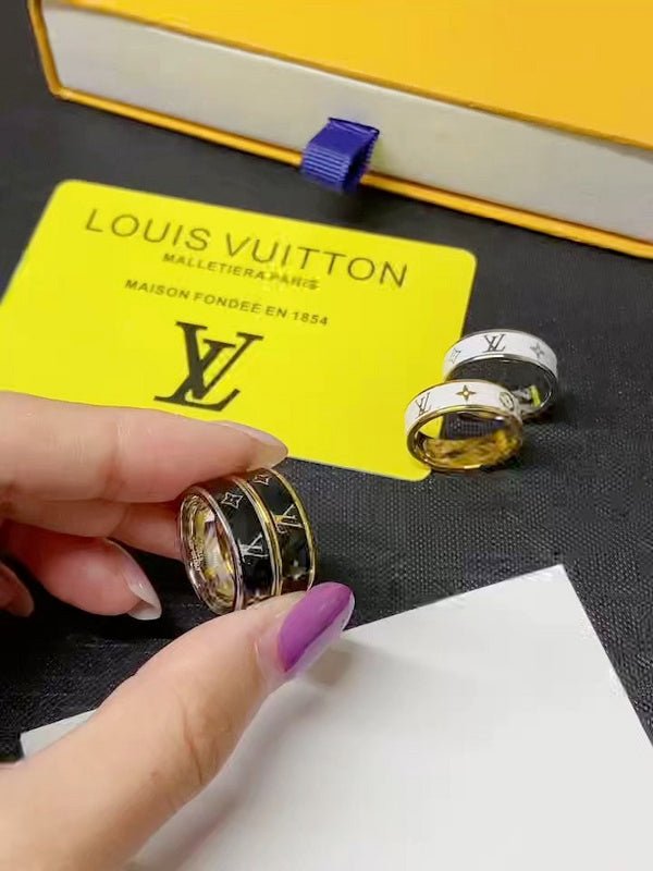 LV Two-Tone Enamel Band Clean-Lined Ring - Image 5