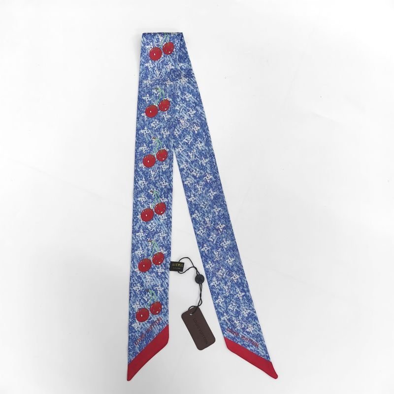 LV Cherry Print Monogram Pattern Twilly Scarf - Image 15