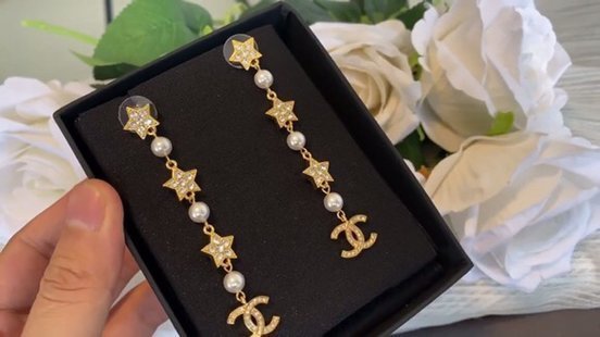 Chanel Star Pearl Long Drop Earrings - Image 9