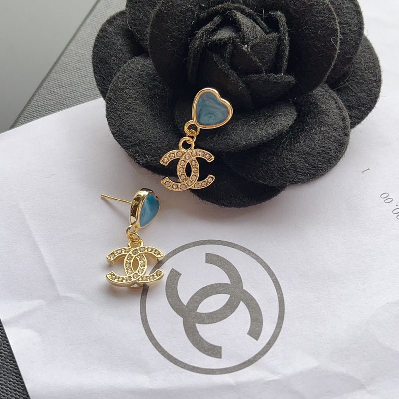 Alternative view of Chanel Gradient Heart Rhinestone Double C Earrings