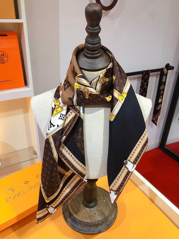Alternative view of LV Luxury Luggage Trunk Print Square Silk Scarf