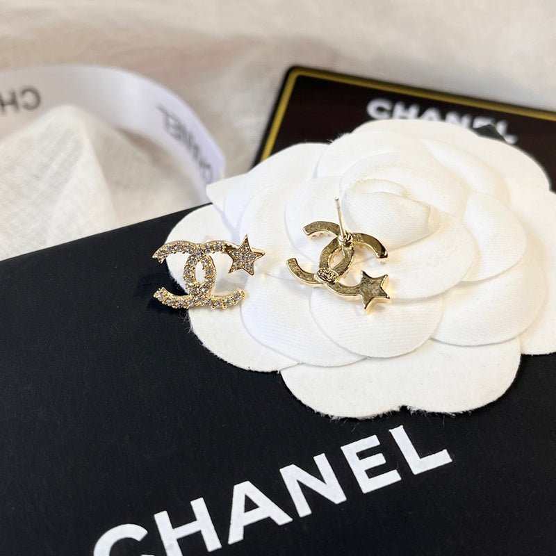 Alternative view of CHANEL Crystal Star Accent CC Stud Earrings