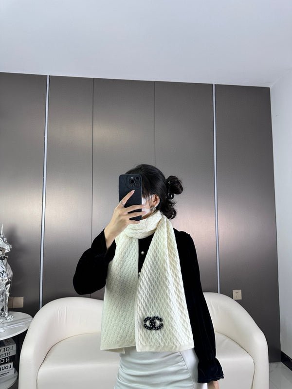 Chanel Waffle Knit Tie Scarf - Image 7