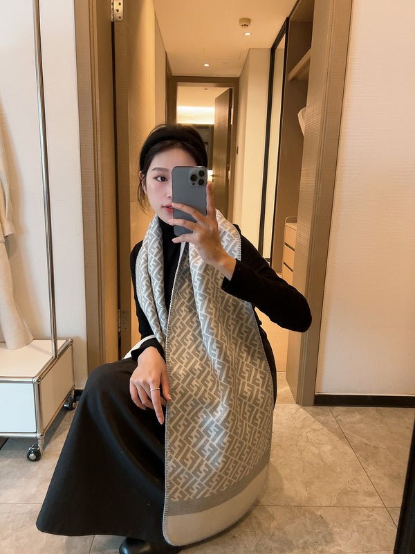 Fendi Wool Blend FF Monogram Shawl - Image 5