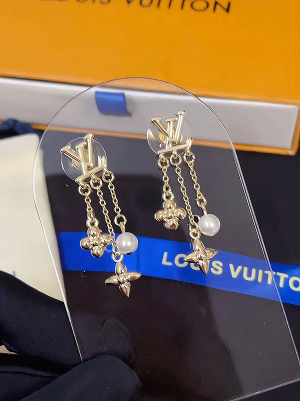 Alternative view of LV Logo & Pearl Tassel Earrings