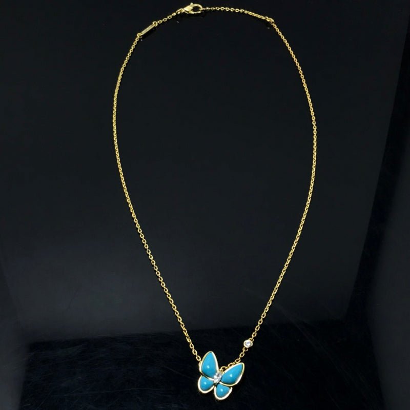 VCA Turquoise Single Butterfly Pendant Necklace