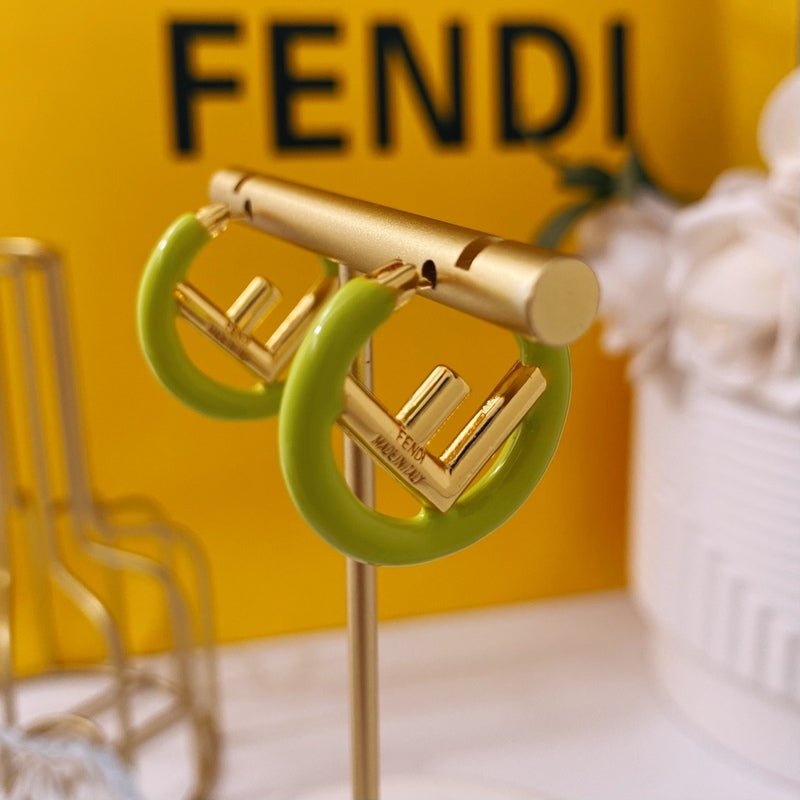 FENDI Porcelain Metal F-shaped Stud Earrings - Image 9