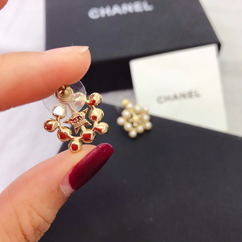 Alternative view of CHANEL Multi-Pearl Star Shape CC Stud Earrings