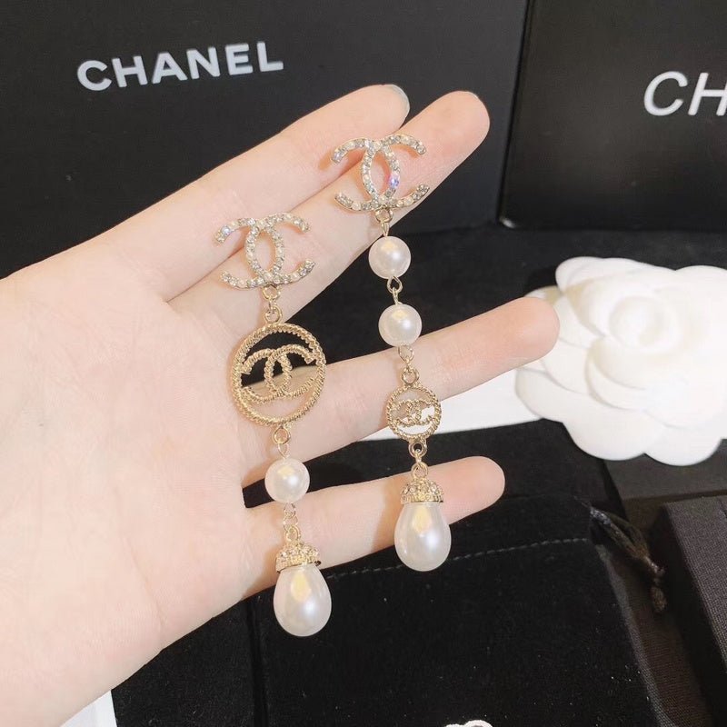 Alternative view of CHANEL Asymmetric Layered Pearl Earrings