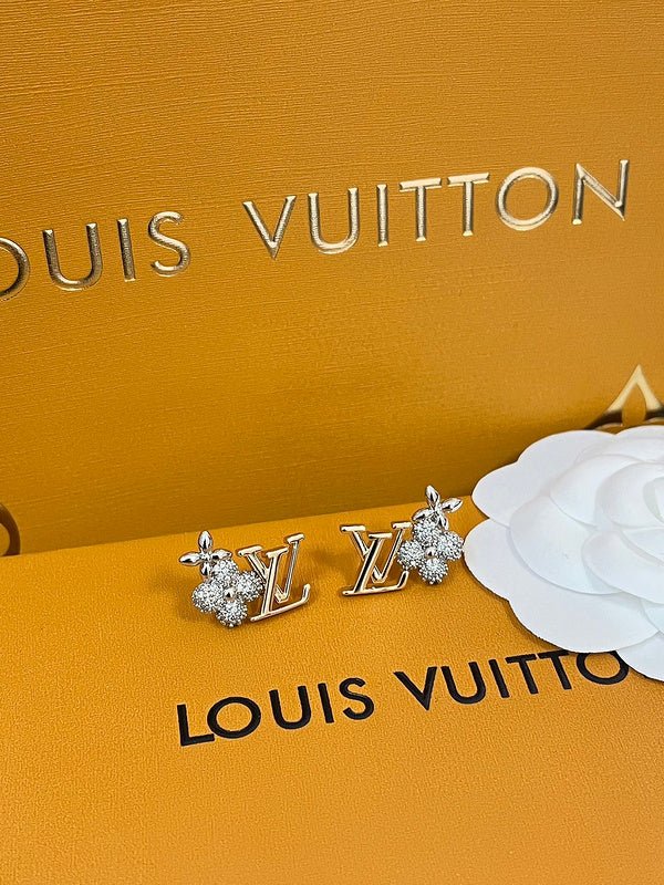 Alternative view of LV Crystal Flower Logo Studs