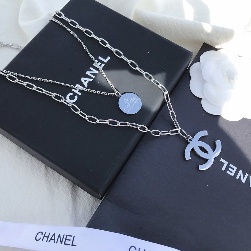 Chanel Silver CC Dual Necklace - Image 7