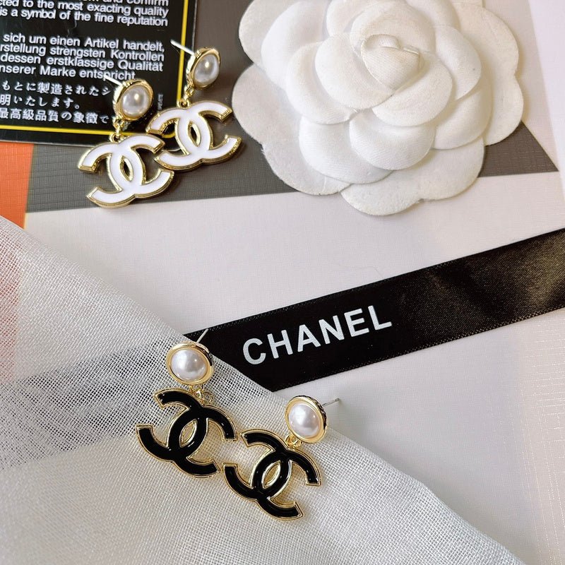 Alternative view of Chanel Enamel Pearl CC Drop Earrings