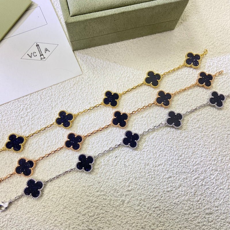 VAB50  Women's colorful gold and stone five flower bracelet jewelry