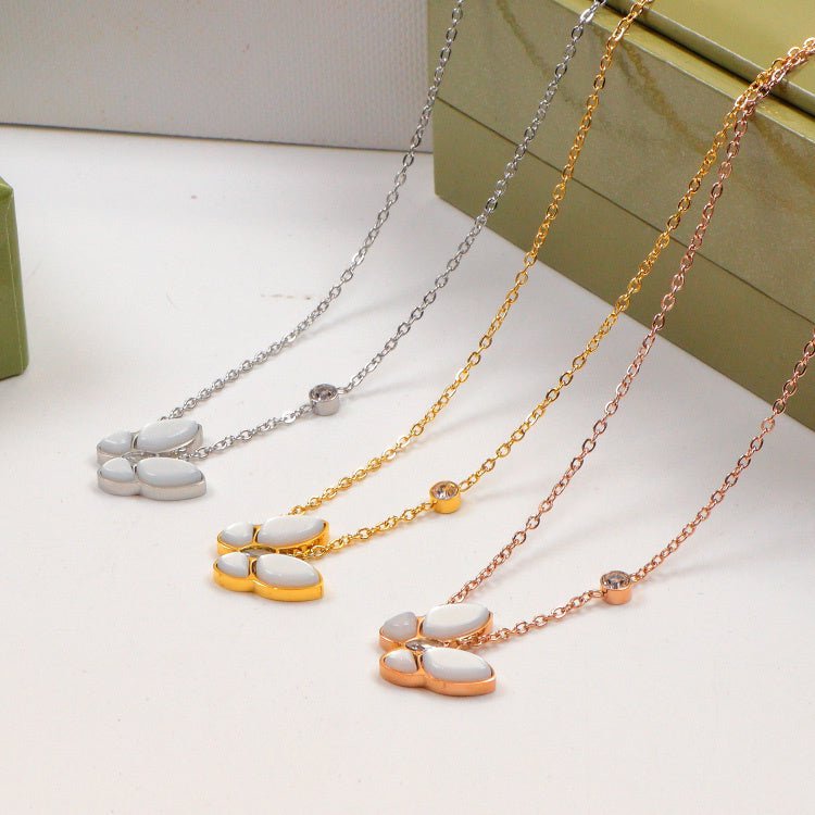 Alternative view of VCA White Shell Butterfly 316L Steel Necklace