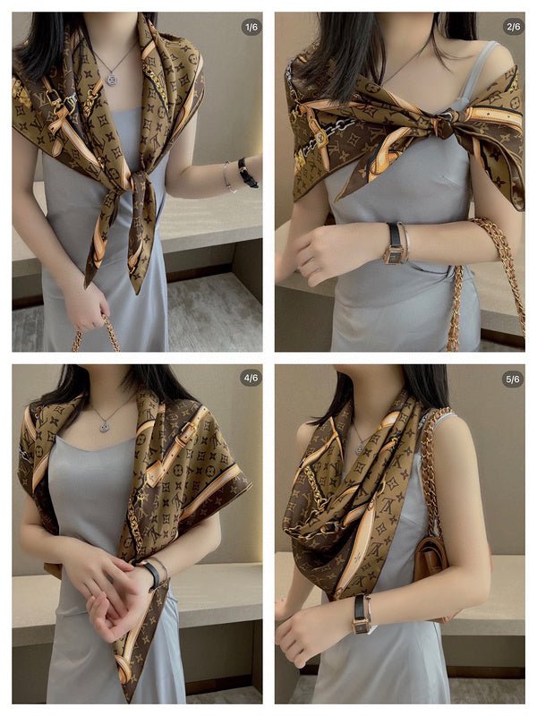LV Classic Leather Hardware Printed Square Scarf - Image 12