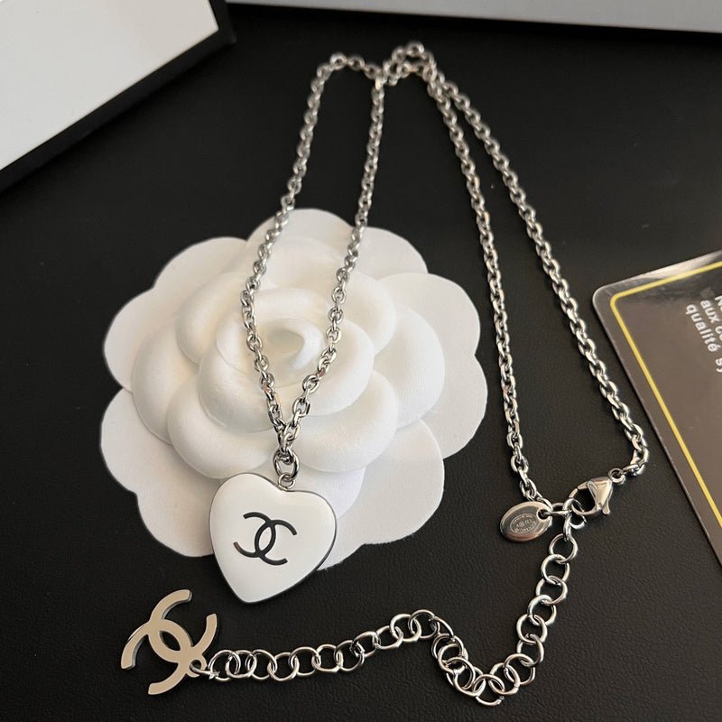 Alternative view of Chanel Silver Heart Yellow Flower Enamel CC Necklace