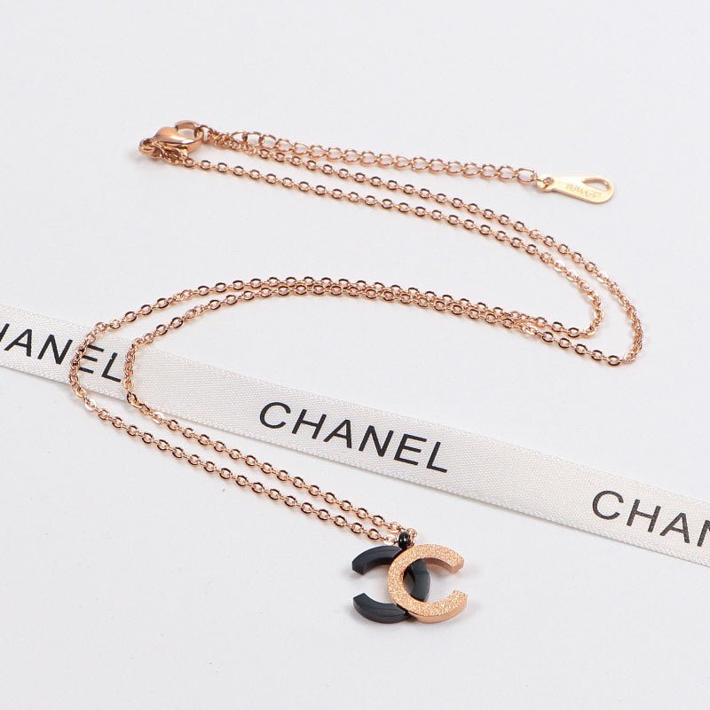 Alternative view of Chanel Two-Tone Black Gold CC Pendant Necklace