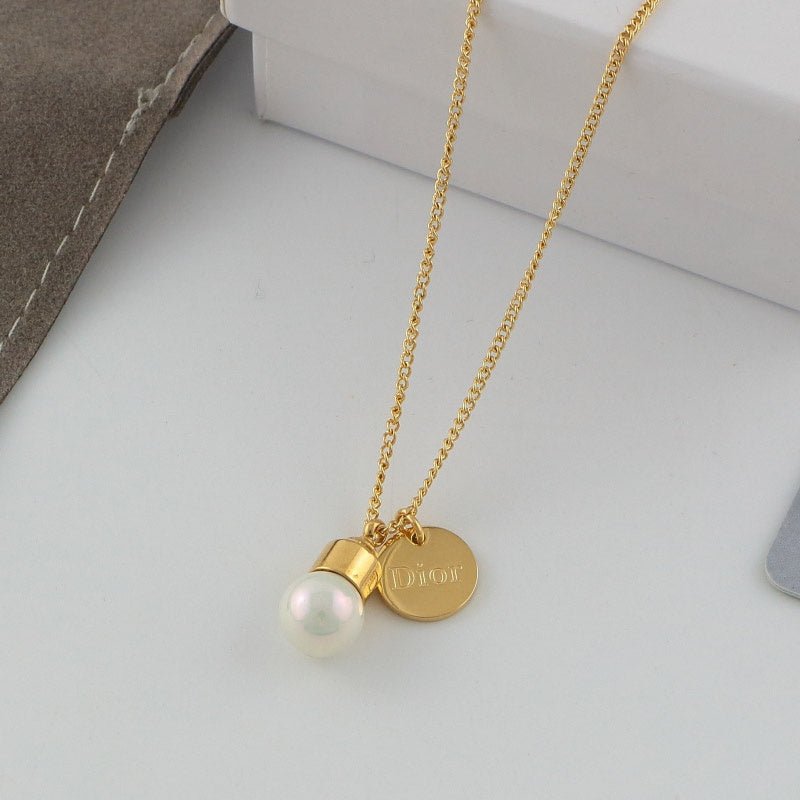 Dior Three-Tone Metal Mini Pearl Necklace - Image 3
