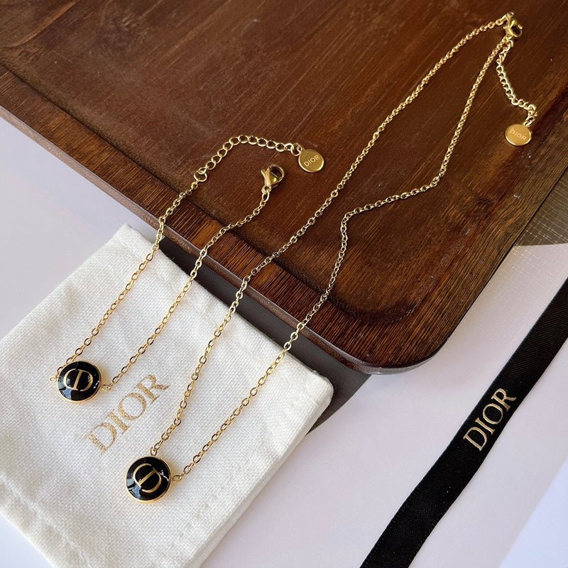 Dior Black CD Pendant Necklace
