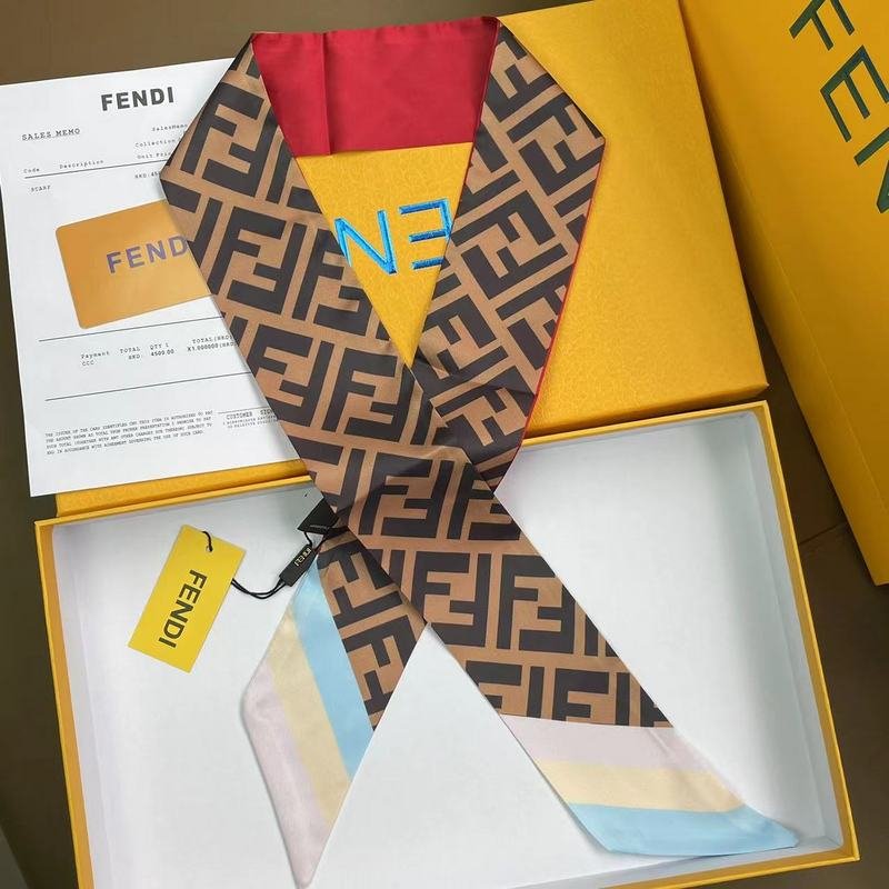 Fendi Silk Twill FF Monogram Twilly Scarf