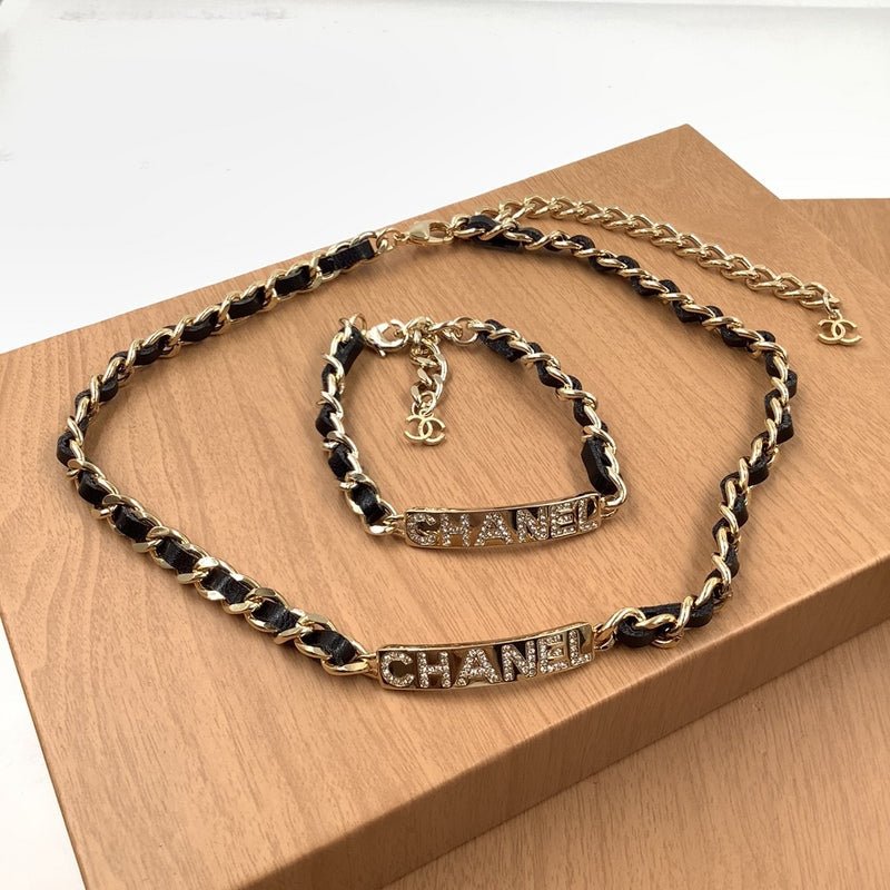 Alternative view of Chanel Gold Leather Chain Pearl CC Jewelry Set