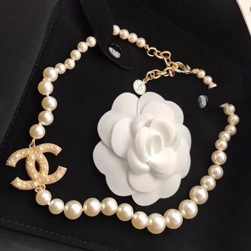 Chanel Pearl Strand Diamond CC Choker Necklace