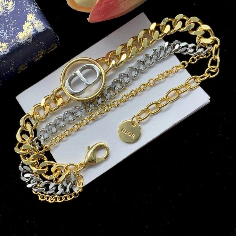 Dior Two-Tone Layered CD Necklace - Image 5