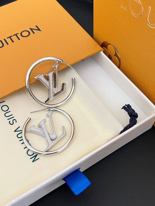 LV Logo Hoop Earrings - Image 5