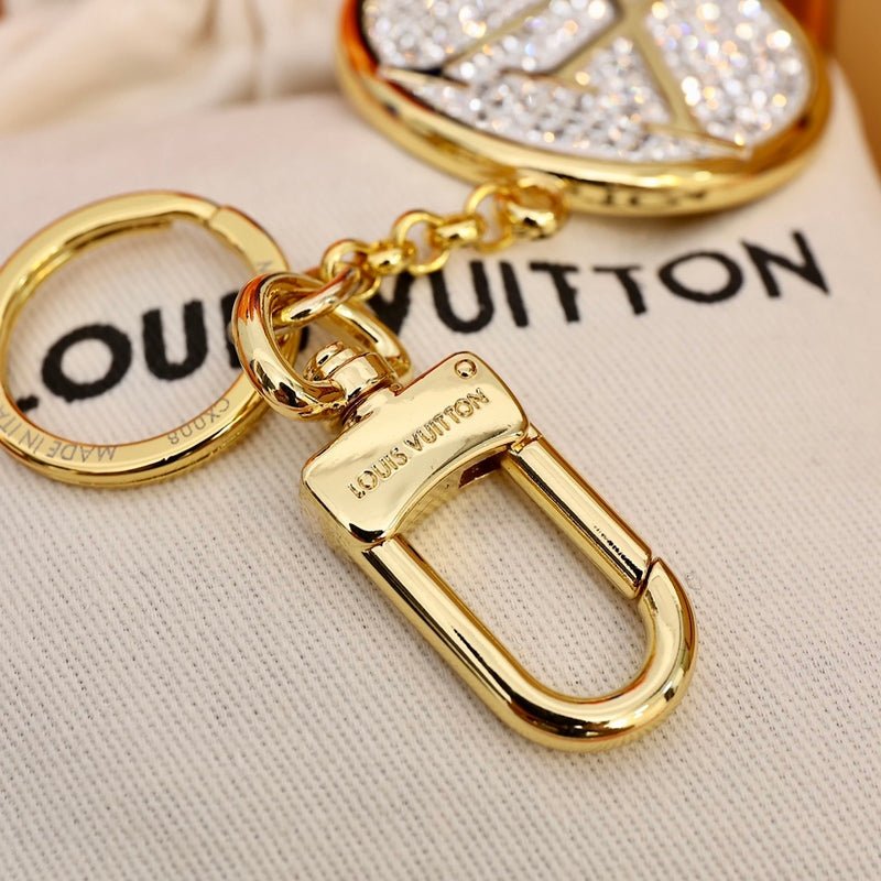 Alternative view of LV Metal Crystal Circle Logo Keychain
