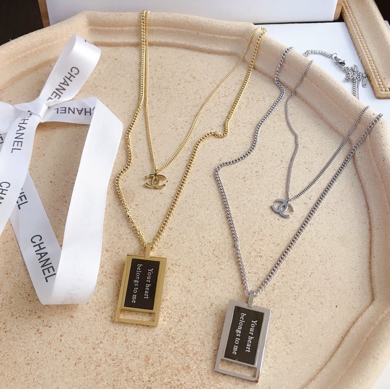 Chanel Two-Tone Rectangular Tag Double Chain
