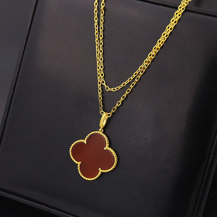 Alternative view of VCA Multi Stone Single Clover Gold Necklace