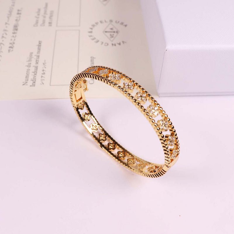 VAB6 Fashionable high quality four leaf flower bracelet gold plated Jewelry - Image 7