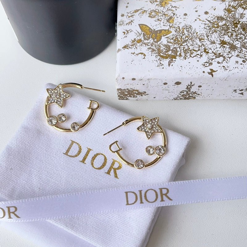 Dior Star Crystal Hoop Earrings - Image 4