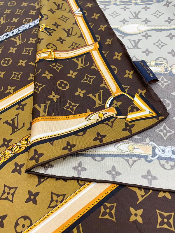 LV Classic Leather Hardware Printed Square Scarf - Image 10