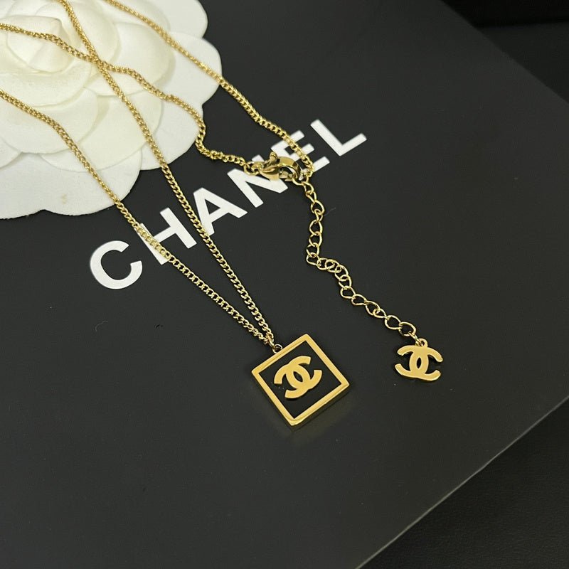 Chanel Square Enamel Frame Double C Necklace - Image 3