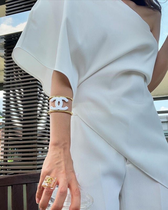 Chanel Two-Tone Enamel CC Open - Image 5