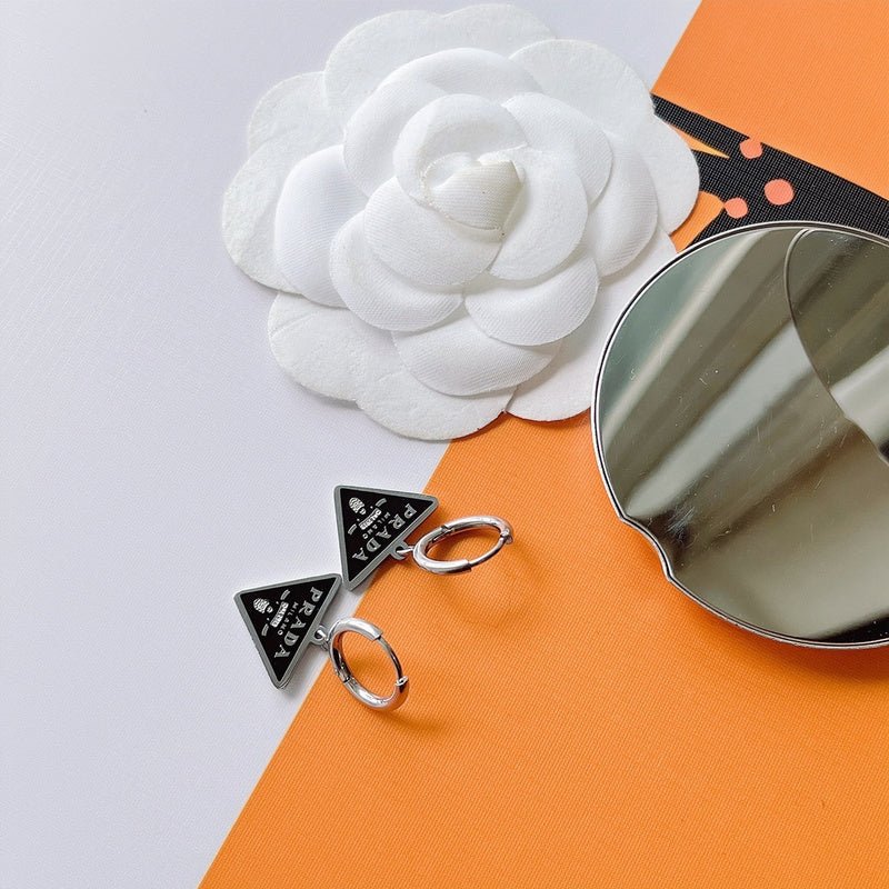 Alternative view of Prada Style Triangle Hoop Earrings