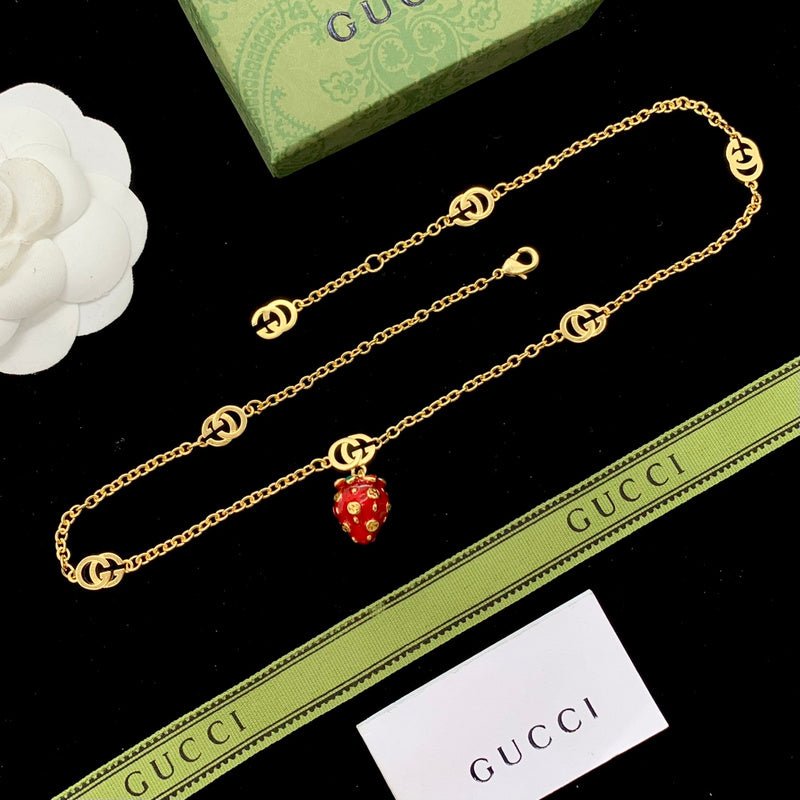 GUCCI Gold Enamel Strawberry Bracelet - Image 6