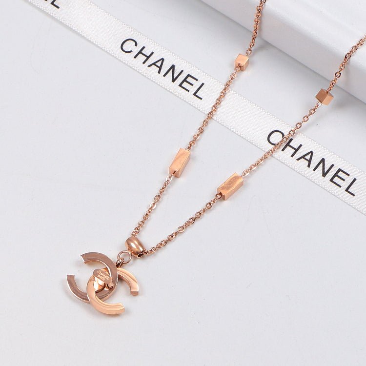 Alternative view of Chanel Solid CC Barrel Accent Three-Tone Necklace