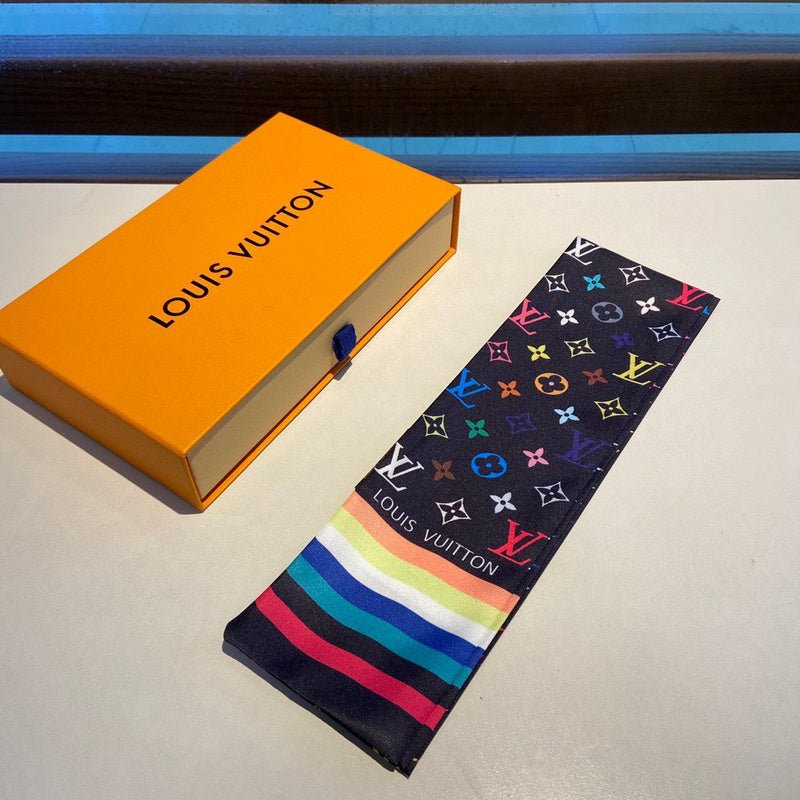 LV Multicolor Monogram Twilly Print Soft Scarf - Image 9