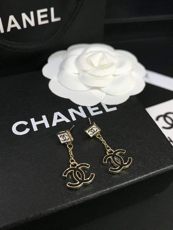 Alternative view of Chanel Black Enamel Double C Drop Earrings