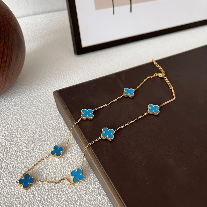 VCA 7 Motifs Turquoise 316L Steel Clover Necklace - Image 3