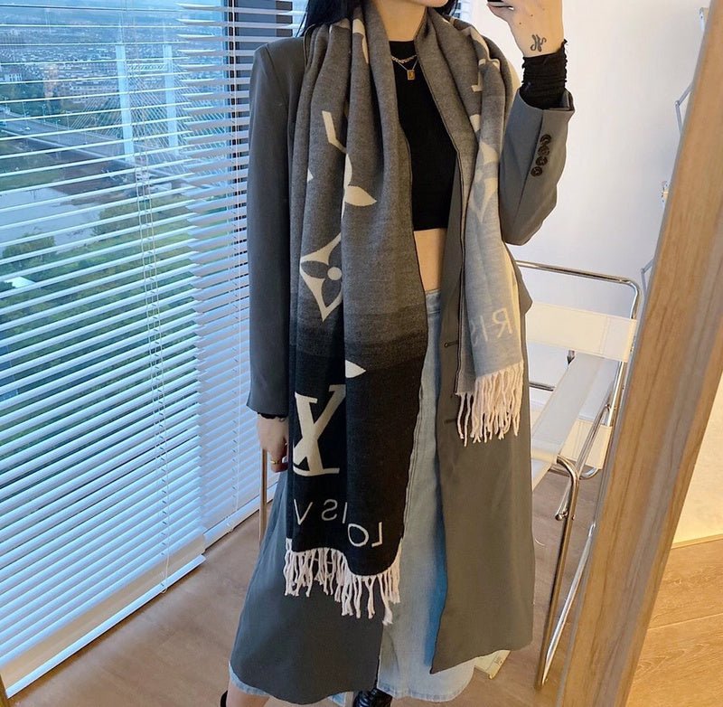 LV Gradient Monogram Motifs Fringed Soft Scarf - Image 11