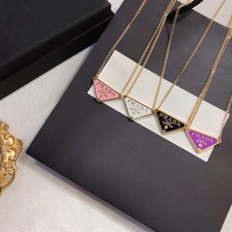 Alternative view of Prada Style Enamel Triangle Necklace