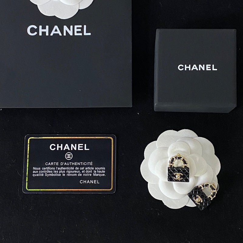 Chanel Quilted Handbag Shape Stud Earrings - Image 6
