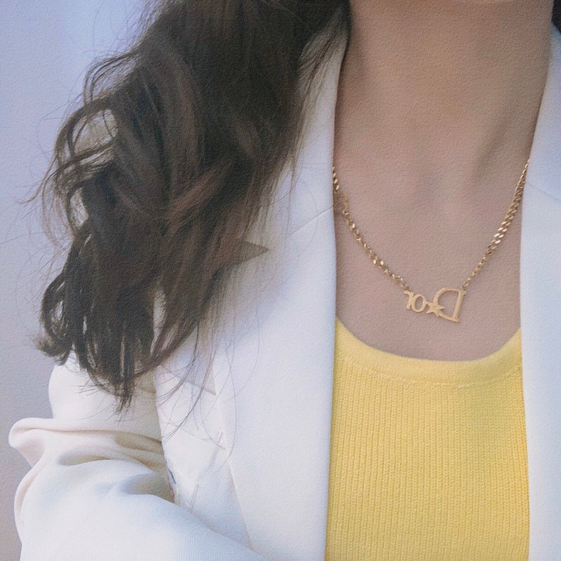 Dior Gold Letter Pendant Necklace - Image 4