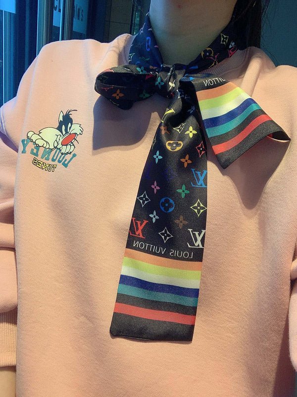 LV Multicolor Monogram Twilly Print Soft Scarf - Image 13