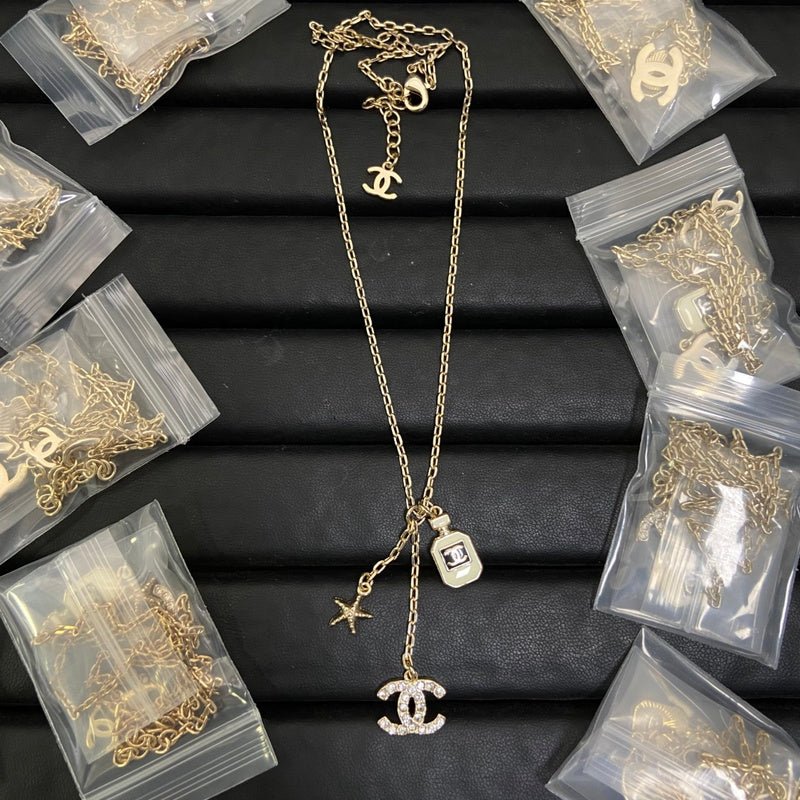 Chanel Multi-Charm Crystal Double C Y Necklace