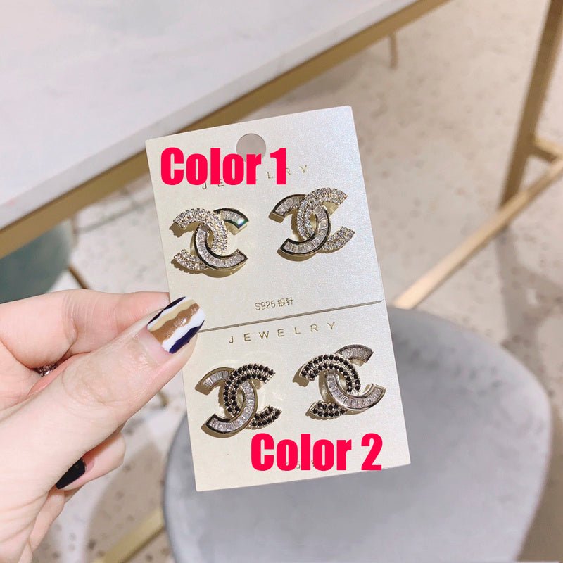 Alternative view of Chanel Two-Tone Crystal Double C Studs