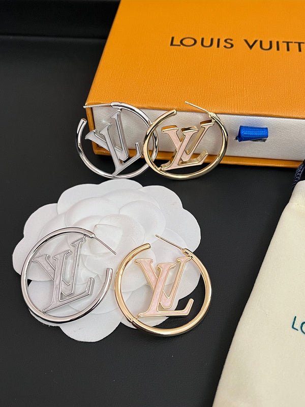 LV Logo Hoop Earrings - Image 4